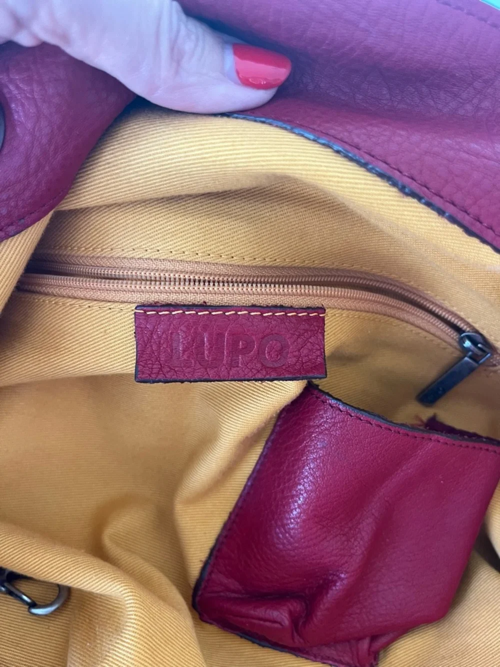 Lupo Barcelona Red Leather Braided Handle Hobo Shoulder Bag + Matching Zip Pouch